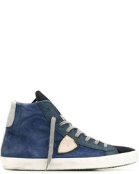 Sneakers in pelle blu scuro di Philippe Model