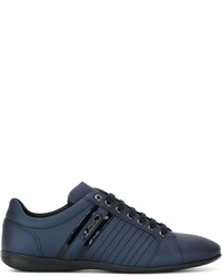 Sneakers in pelle blu scuro di Versace