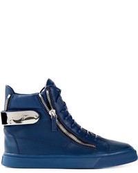 Sneakers in pelle blu di Giuseppe Zanotti