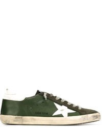Sneakers in pelle con stelle verde oliva di Golden Goose Deluxe Brand