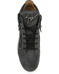 Sneakers in pelle grigio scuro di Giuseppe Zanotti Design