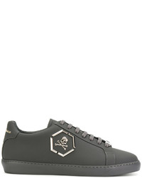 Sneakers in pelle grigio scuro di Philipp Plein