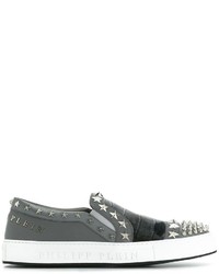Sneakers in pelle grigio scuro di Philipp Plein