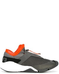 Sneakers in pelle grigio scuro di Y-3