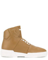 Sneakers in pelle marrone chiaro di Versace
