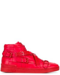 Sneakers in pelle rosse di Moschino