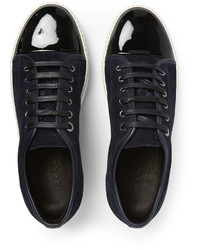 Sneakers in pelle scamosciata blu scuro di Lanvin