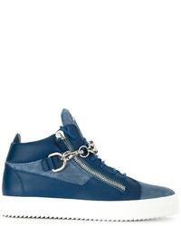 Sneakers in pelle scamosciata blu scuro di Giuseppe Zanotti Design