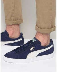 Sneakers in pelle scamosciata blu scuro di Puma