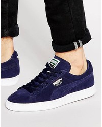 Sneakers in pelle scamosciata blu scuro di Puma