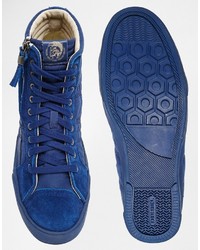 Sneakers in pelle scamosciata blu di Diesel