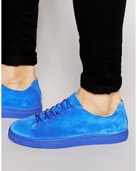 Sneakers in pelle scamosciata blu di Selected