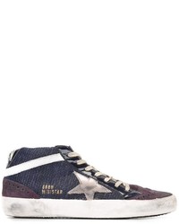 Sneakers in pelle scamosciata con stelle blu scuro di Golden Goose Deluxe Brand