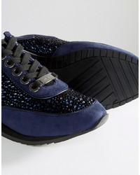 Sneakers in pelle scamosciata decorate blu scuro di Carvela