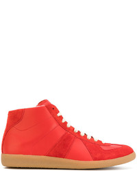 Sneakers in pelle scamosciata geometriche rosse di Maison Margiela