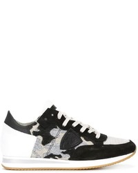 Sneakers in pelle scamosciata mimetiche nere di Philippe Model