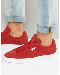 Sneakers in pelle scamosciata rosse di Puma