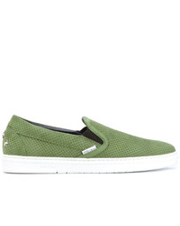 Sneakers in pelle scamosciata verde oliva di Jimmy Choo