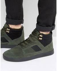 Sneakers in pelle scamosciata verde oliva di Supra