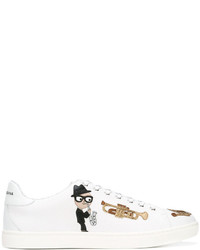 Sneakers in pelle stampate bianche di Dolce & Gabbana