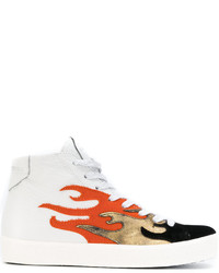 Sneakers in pelle stampate bianche di Leather Crown