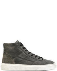 Sneakers in pelle trapuntate grigio scuro di Hogan
