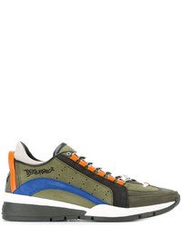 Sneakers in pelle verde oliva di DSQUARED2