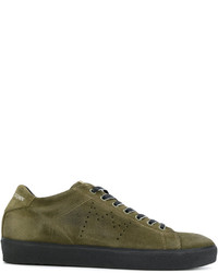 Sneakers in pelle verde oliva di Leather Crown