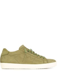 Sneakers in pelle verde oliva di Leather Crown