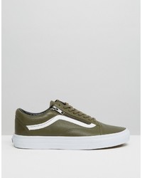 Sneakers in pelle verde oliva di Vans