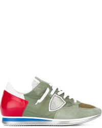 Sneakers in pelle verde oliva di Philippe Model