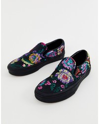 Sneakers senza lacci a fiori nere di Vans
