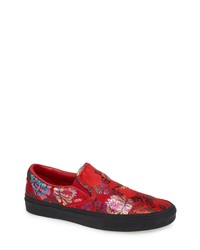 Sneakers senza lacci a fiori rosse