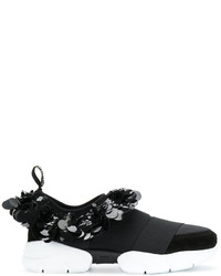 Sneakers senza lacci con paillettes decorate nere di Emilio Pucci