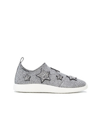 Sneakers senza lacci con stelle argento di Giuseppe Zanotti Design