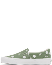 Sneakers senza lacci di tela a pois verde oliva di Vans