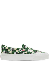 Sneakers senza lacci di tela a quadri verde menta di Vans
