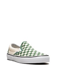 Sneakers senza lacci di tela a quadri verdi di Vans