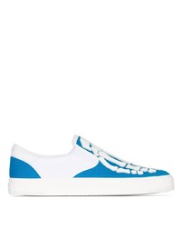 Sneakers senza lacci di tela bianche e blu di Amiri