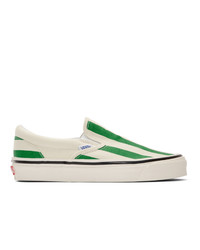 Sneakers senza lacci di tela bianche e verdi
