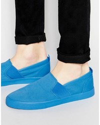 Sneakers senza lacci di tela blu di Asos