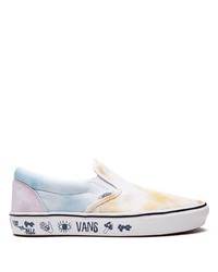Sneakers senza lacci di tela effetto tie-dye bianche di Vans