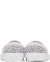 Sneakers senza lacci di tela leopardate bianche di Vans