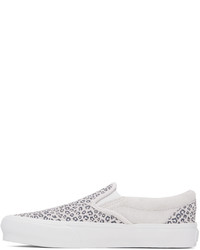 Sneakers senza lacci di tela leopardate bianche di Vans