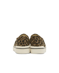 Sneakers senza lacci di tela leopardate marroni di R13