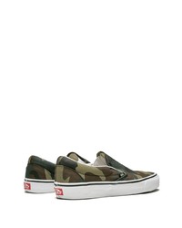 Sneakers senza lacci di tela mimetiche verde oliva di Vans