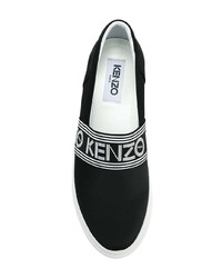 Sneakers senza lacci di tela nere e bianche di Kenzo