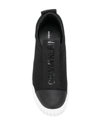 Sneakers senza lacci di tela nere e bianche di Calvin Klein Jeans