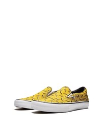 Sneakers senza lacci di tela stampate gialle di Vans