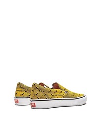 Sneakers senza lacci di tela stampate gialle di Vans